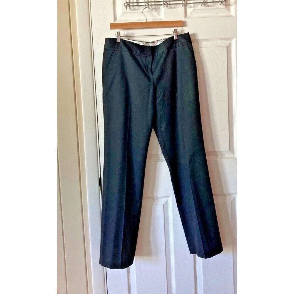 Ted Baker Dress Pants Womens Size 4 Black Wool Designer Straight Leg Office Work